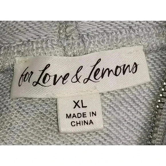 FOR LOVE LEMONS GRAY DRAWSTRING WAIST  ZIP HOODIE SWEAT Jumpsuit SIZE XL - Picture 7 of 9